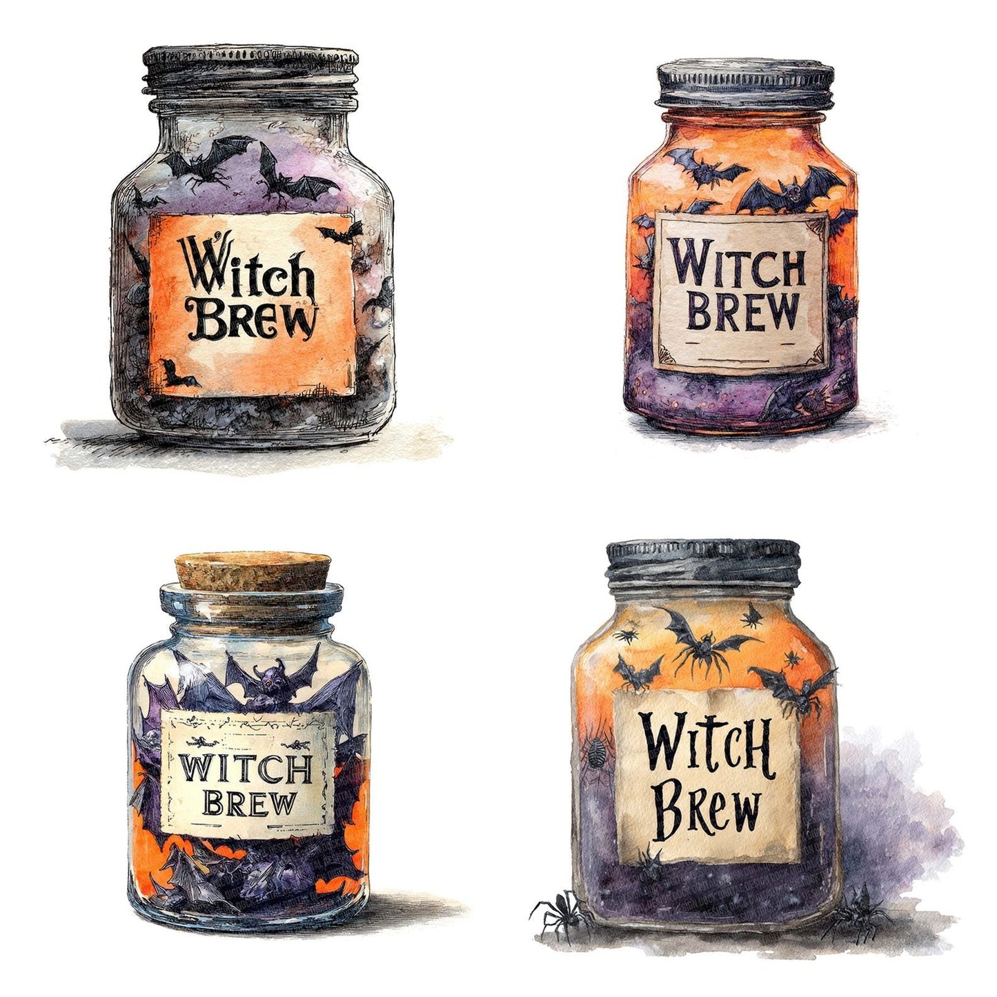 Witchs Brew Halloween Jar Clipart Set (DDD007528)
