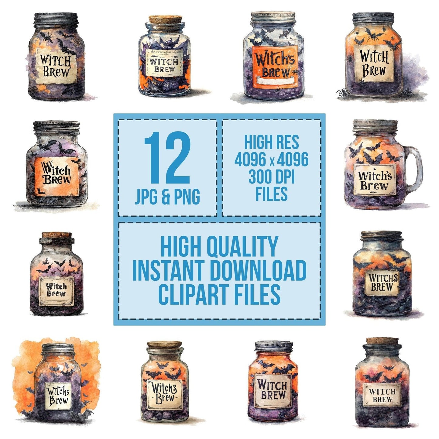Witchs Brew Halloween Jar Clipart Set (DDD007528)