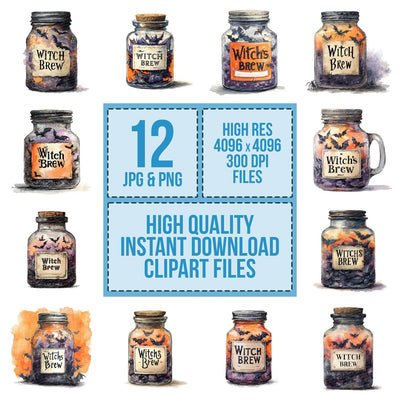 Witchs Brew Halloween Jar Clipart Set (DDD007528)