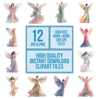Woman Angel Watercolour Clipart Set (DDD007535)