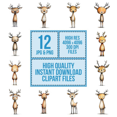 Woodland Deer Character Clipart Set (DDD007581)