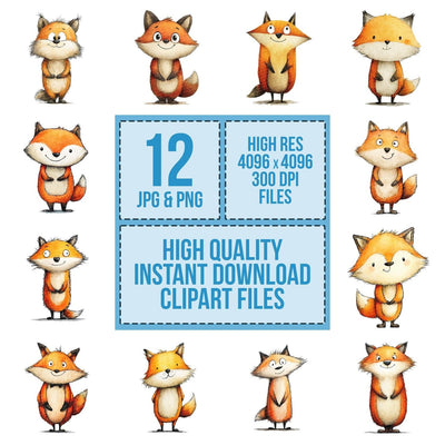 Woodland Fox Character Clipart Set (DDD007583)