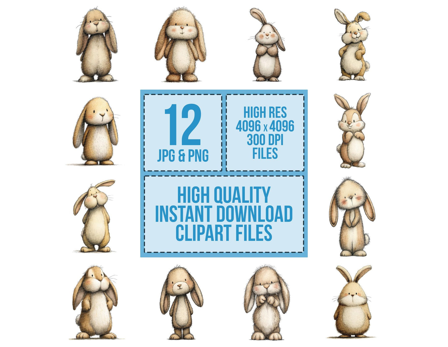 Woodland Rabbit Character Clipart Set (DDD007585)
