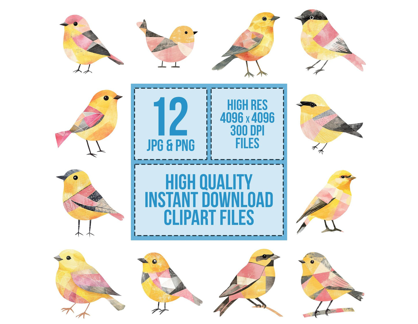Yellow Patch Bird Clipart Set (DDD007601)