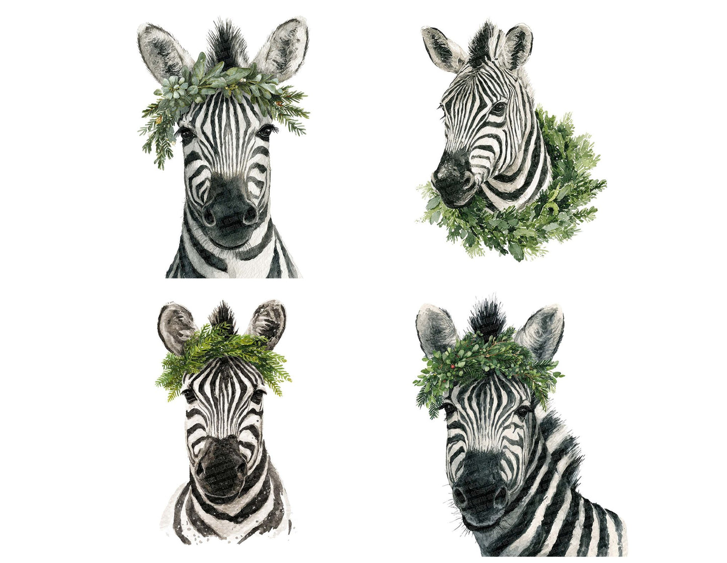 Zebra Christmas Wreath Clipart Set (DDD007604)