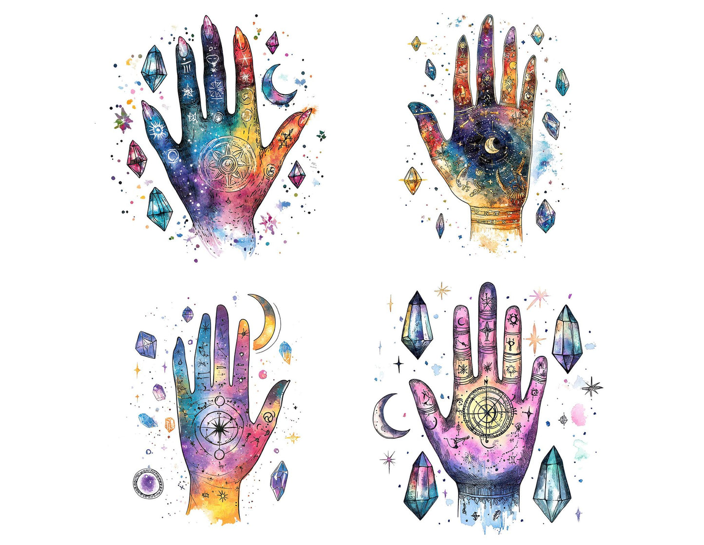 Zodiac Palmistry Hand Clipart Set (DDD007607)