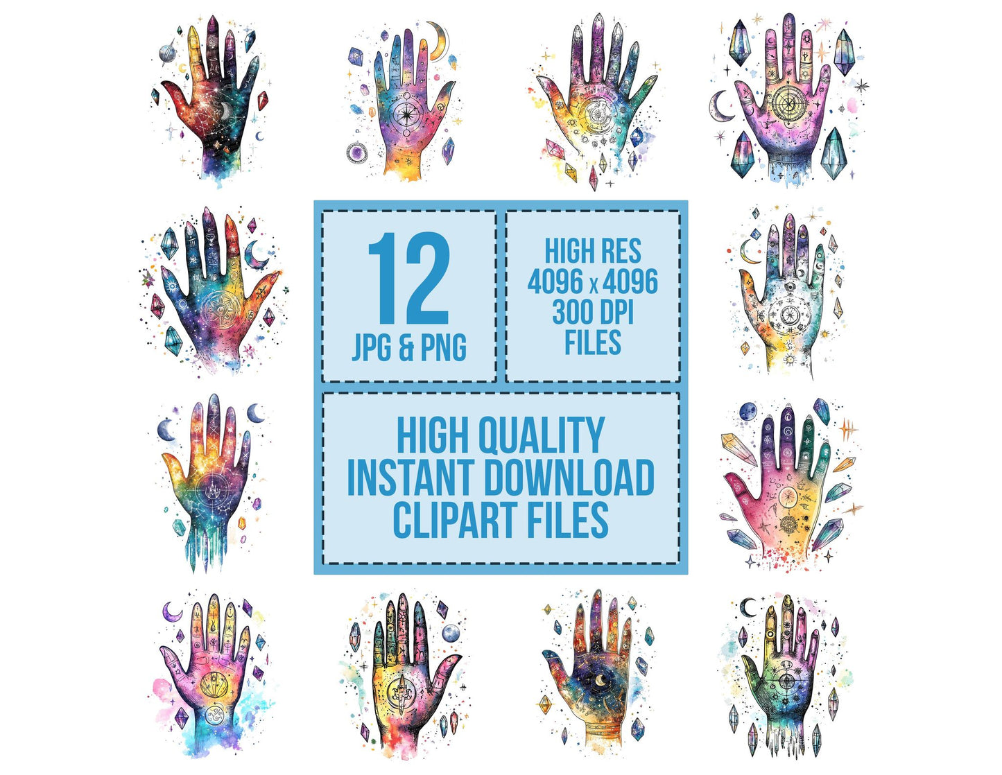 Zodiac Palmistry Hand Clipart Set (DDD007607)